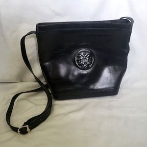 Fendi black leather cross body bag.